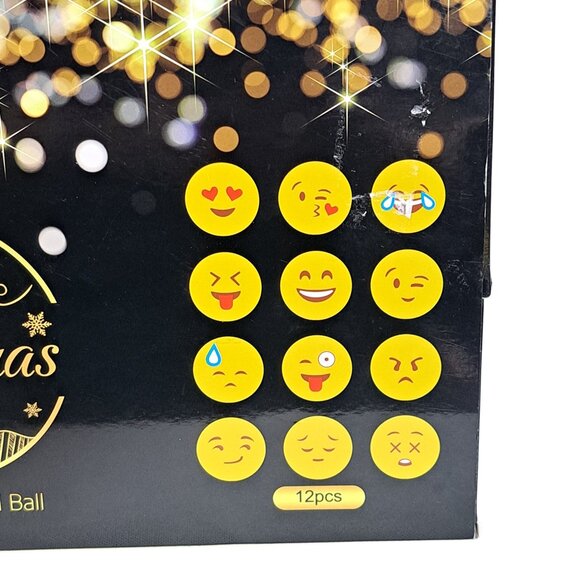 12 Piece Glass Emoji Christmas Balls Ornaments Pendant for Christmas Tree - Picture 11 of 15